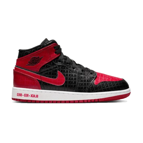 AIR JORDAN 1 MID SS GS 'BLACK + RED = BRED'