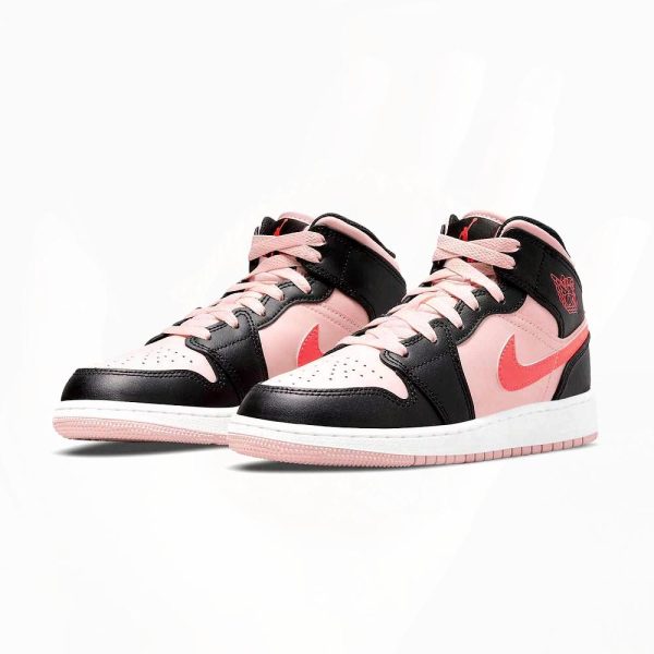 Air Jordan 1 Mid GS 'Black Pink Crimson'