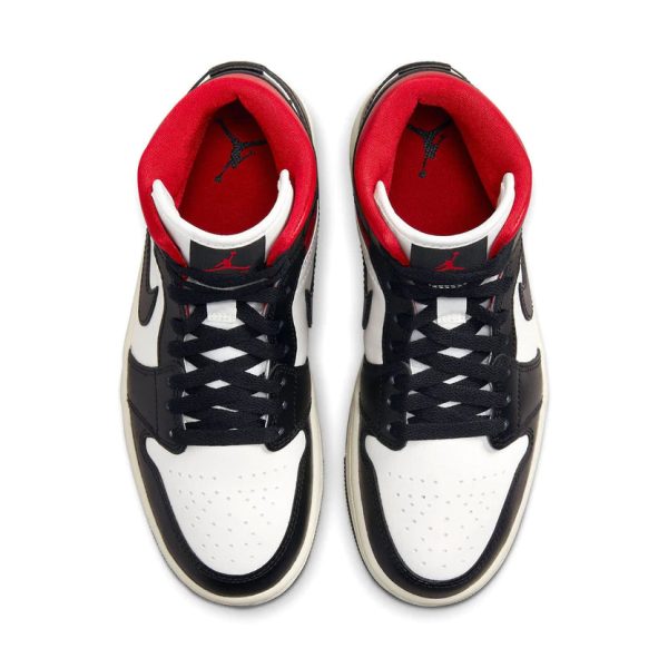 Air Jordan 1 Mid Wmns 'Black Sail Gym Red'