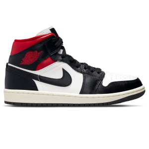 Air Jordan 1 Mid Wmns 'Black Sail Gym Red'